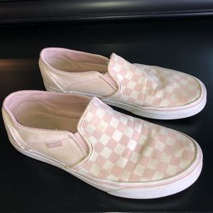 Pink and white checkered vans